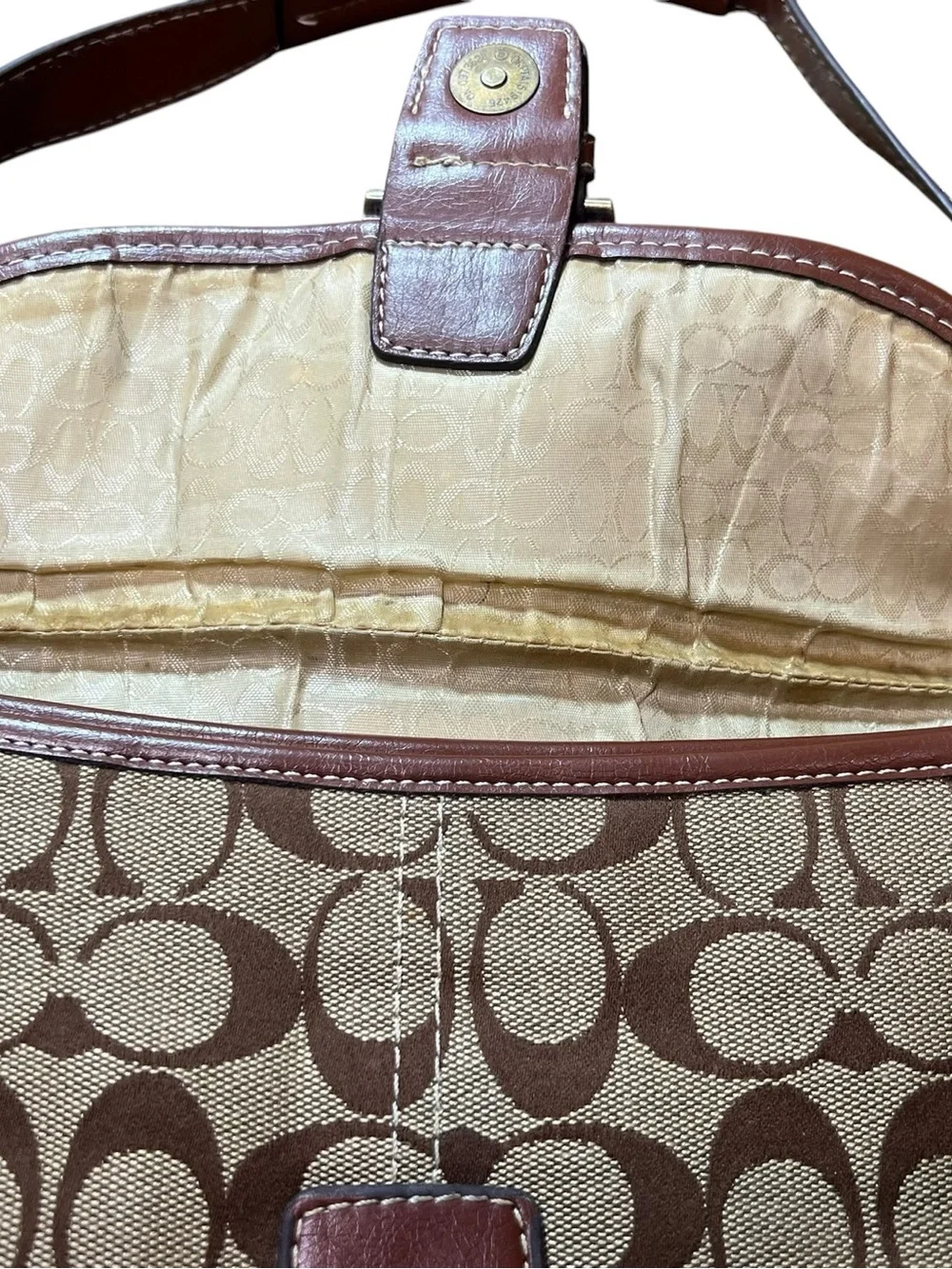 Coach Brown Signature Canvas and Leather Shoulder Bag